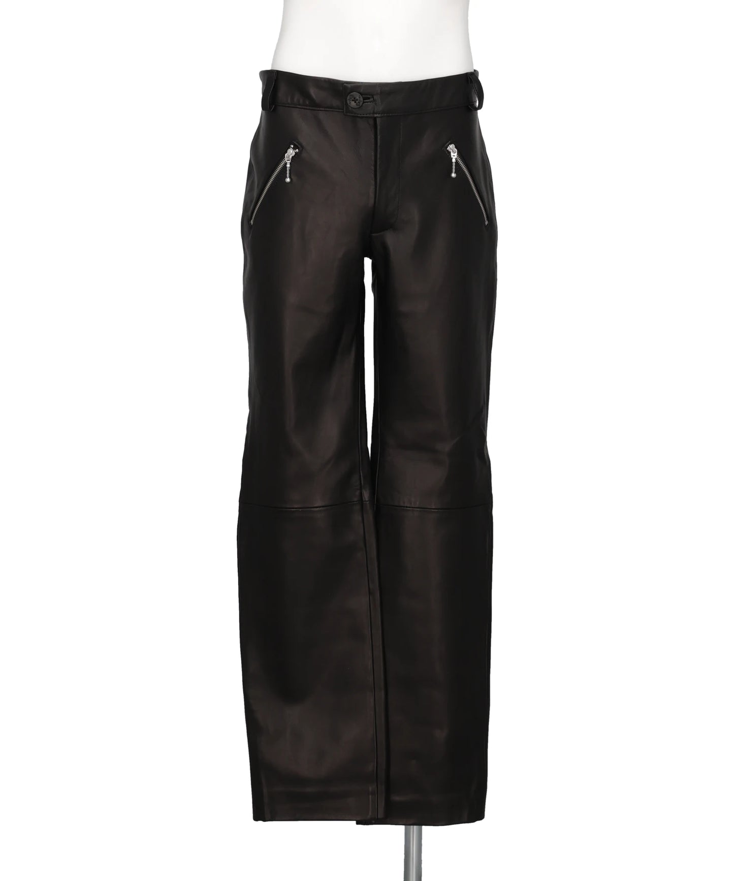 ERNEST W.BAKER ZIP POCKET STRAIGHT LEATHER TROUSERS
