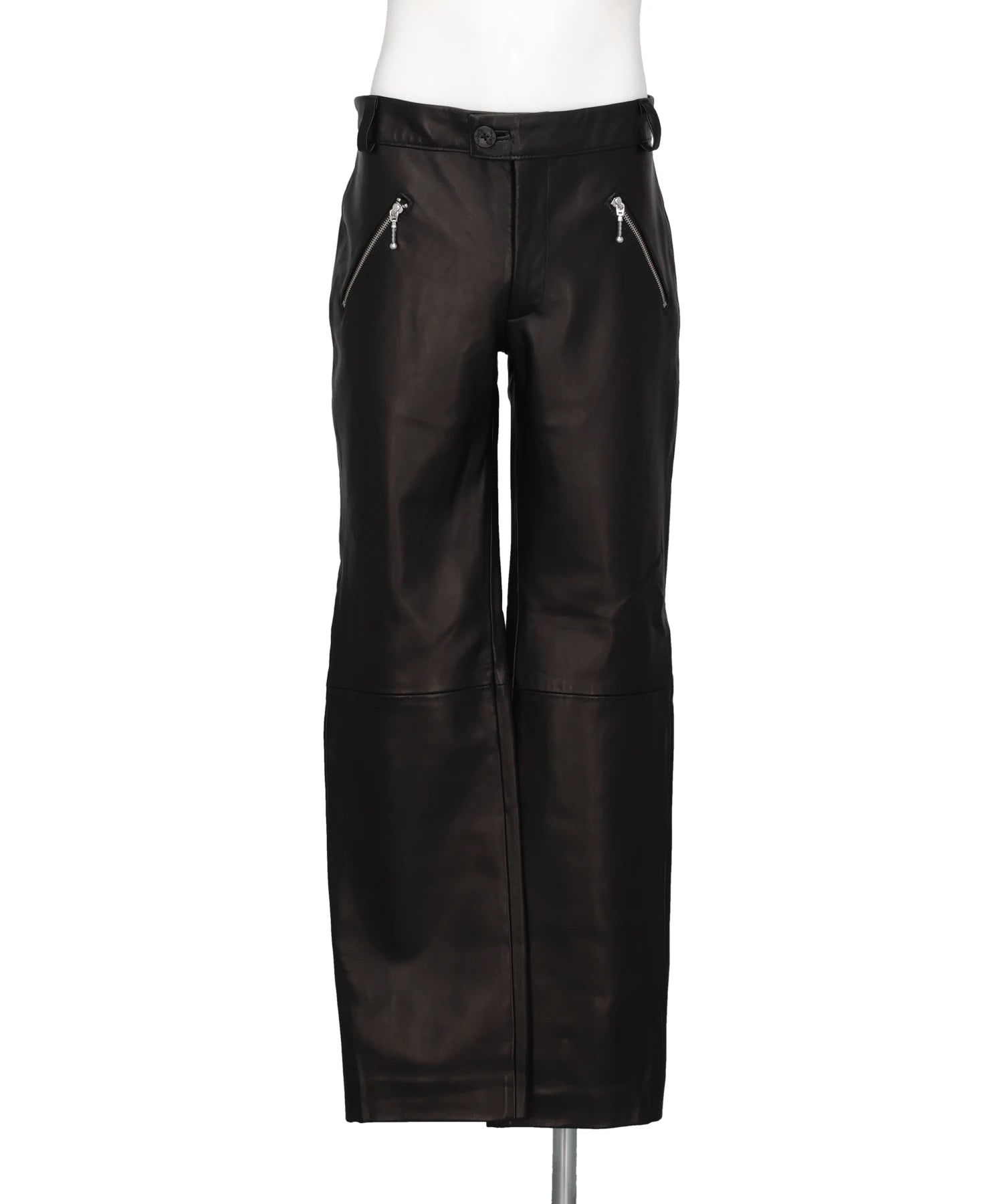 ERNEST W.BAKER ZIP POCKET STRAIGHT LEATHER TROUSERS