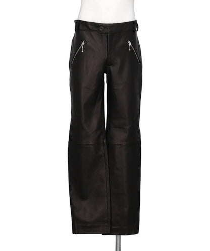 ERNEST W.BAKER ZIP POCKET STRAIGHT LEATHER TROUSERS