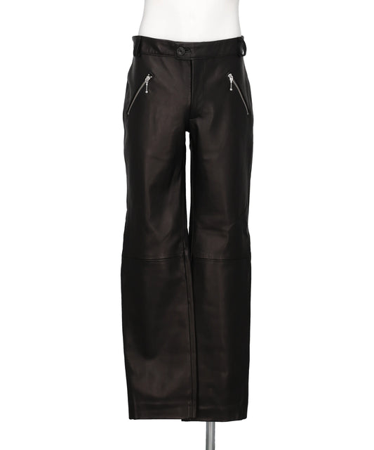 ERNEST W.BAKER ZIP POCKET STRAIGHT LEATHER TROUSERS