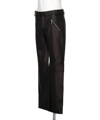 ZIP POCKET STRAIGHT LEATHER TROUSERS