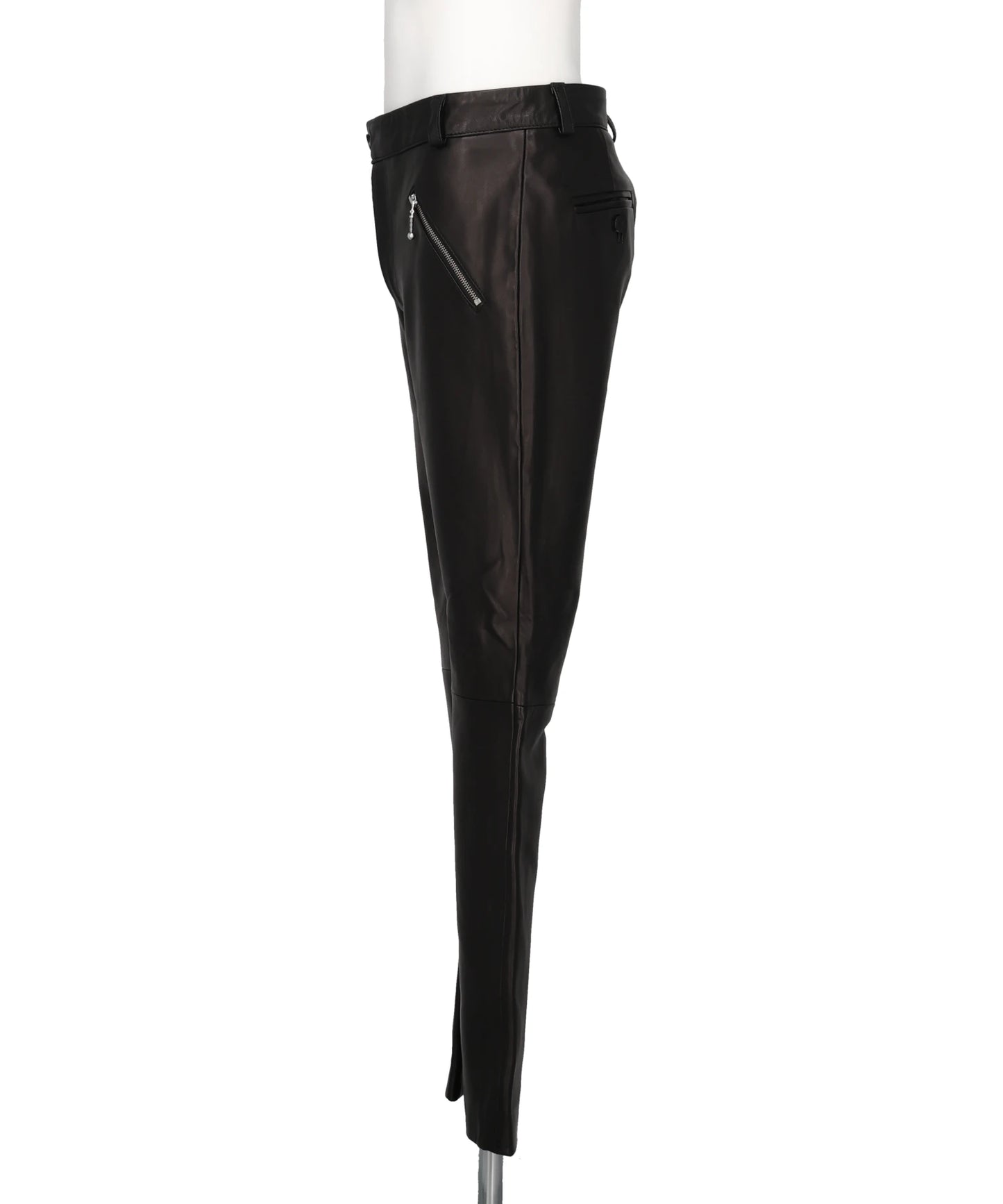 ZIP POCKET STRAIGHT LEATHER TROUSERS
