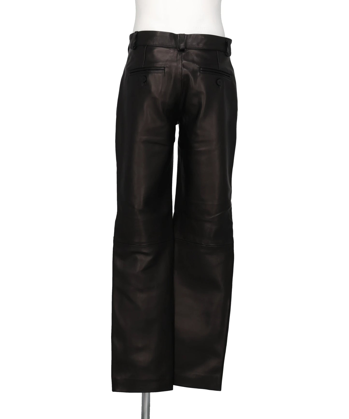 ZIP POCKET STRAIGHT LEATHER TROUSERS