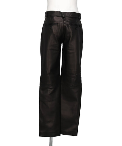 ZIP POCKET STRAIGHT LEATHER TROUSERS