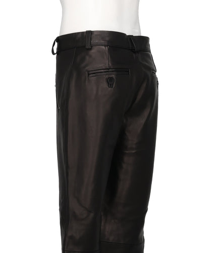 ZIP POCKET STRAIGHT LEATHER TROUSERS
