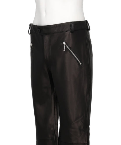 ZIP POCKET STRAIGHT LEATHER TROUSERS