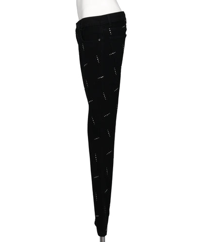CRYSTAL EMBELLISHED FIVE POCKETFLARE TROUSERS