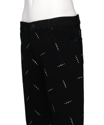 CRYSTAL EMBELLISHED FIVE POCKETFLARE TROUSERS