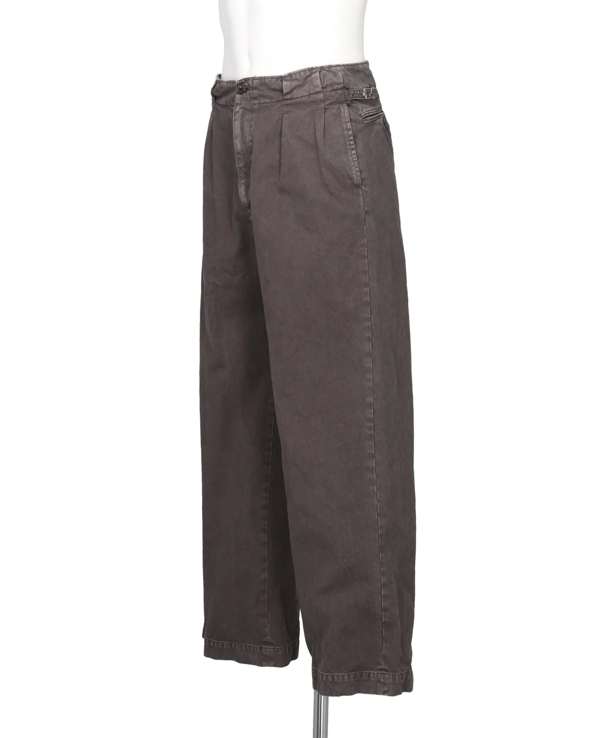 PEACHED COTTON TWILL GARMENT-DYE2PLEATED TROUSERS