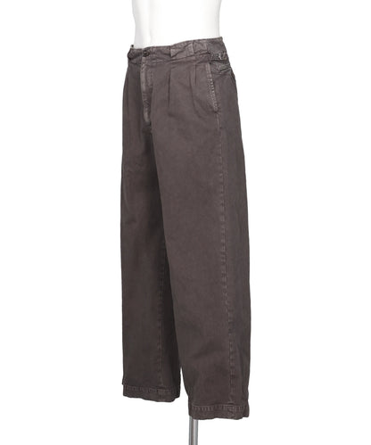 PEACHED COTTON TWILL GARMENT-DYE2PLEATED TROUSERS