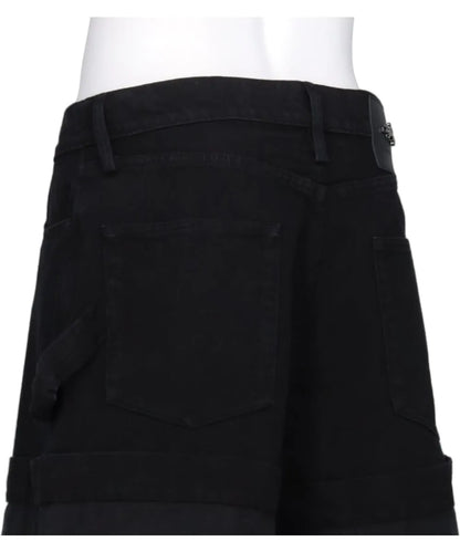 WIDE LEG PUDDLE DENIM SHORTS