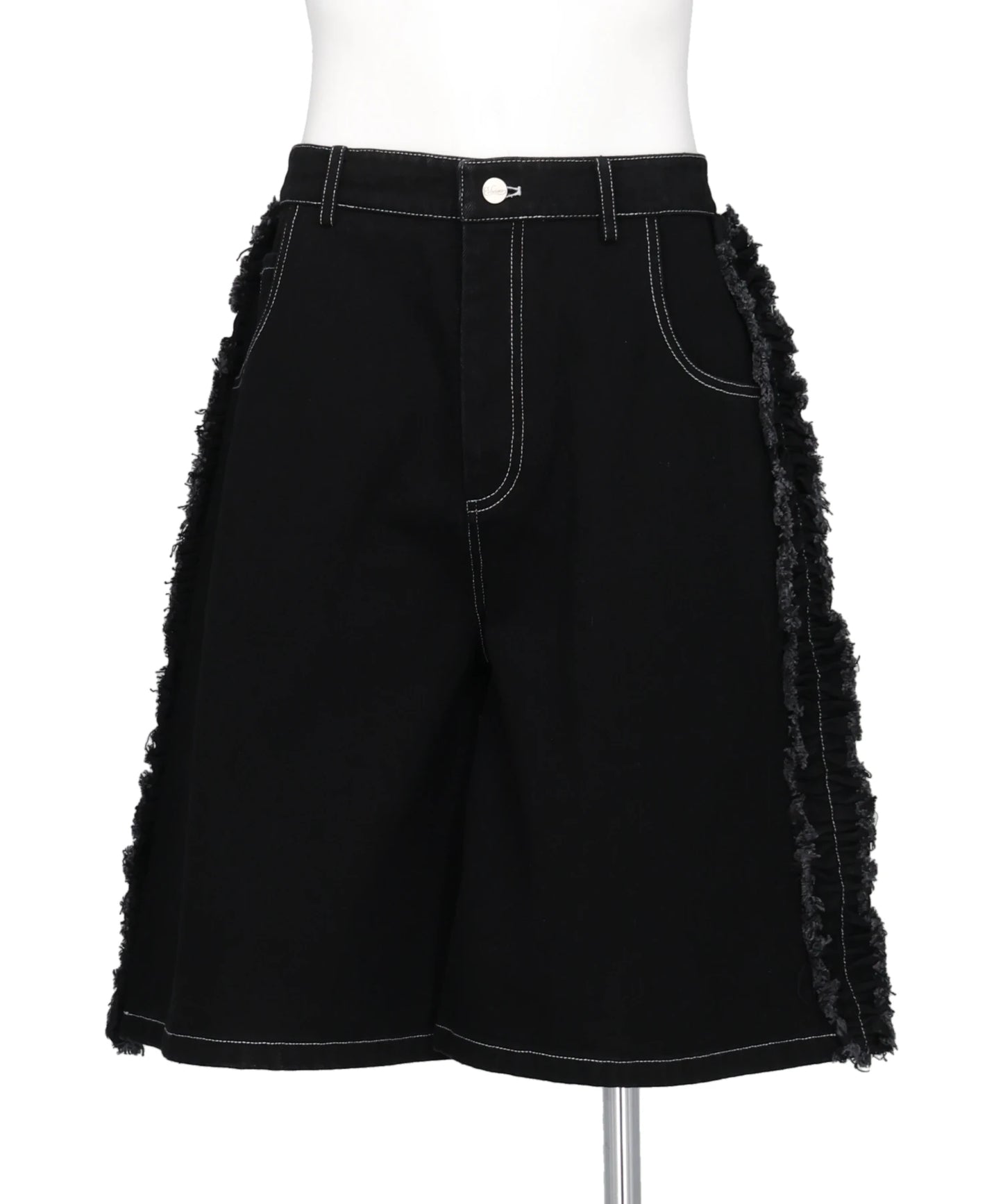 DENIM RUFFLE SHORTS