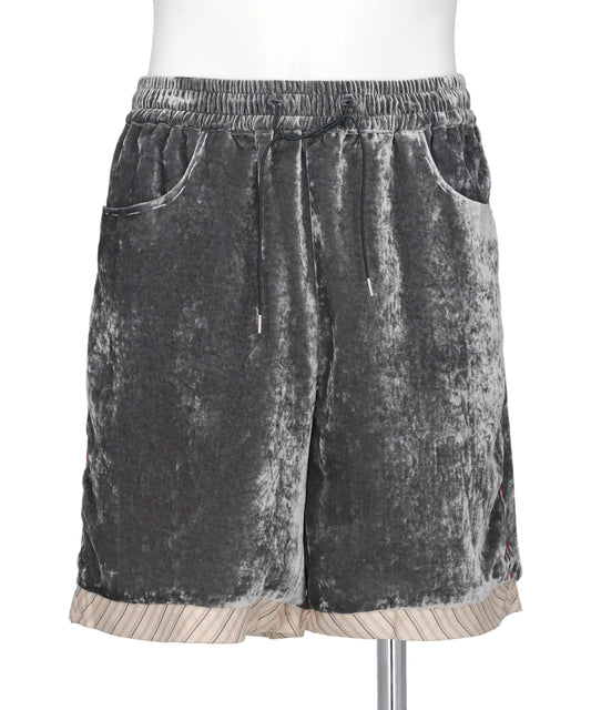 UNEVEN VELVET SHORTS