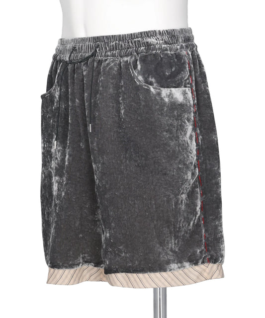 UNEVEN VELVET SHORTS