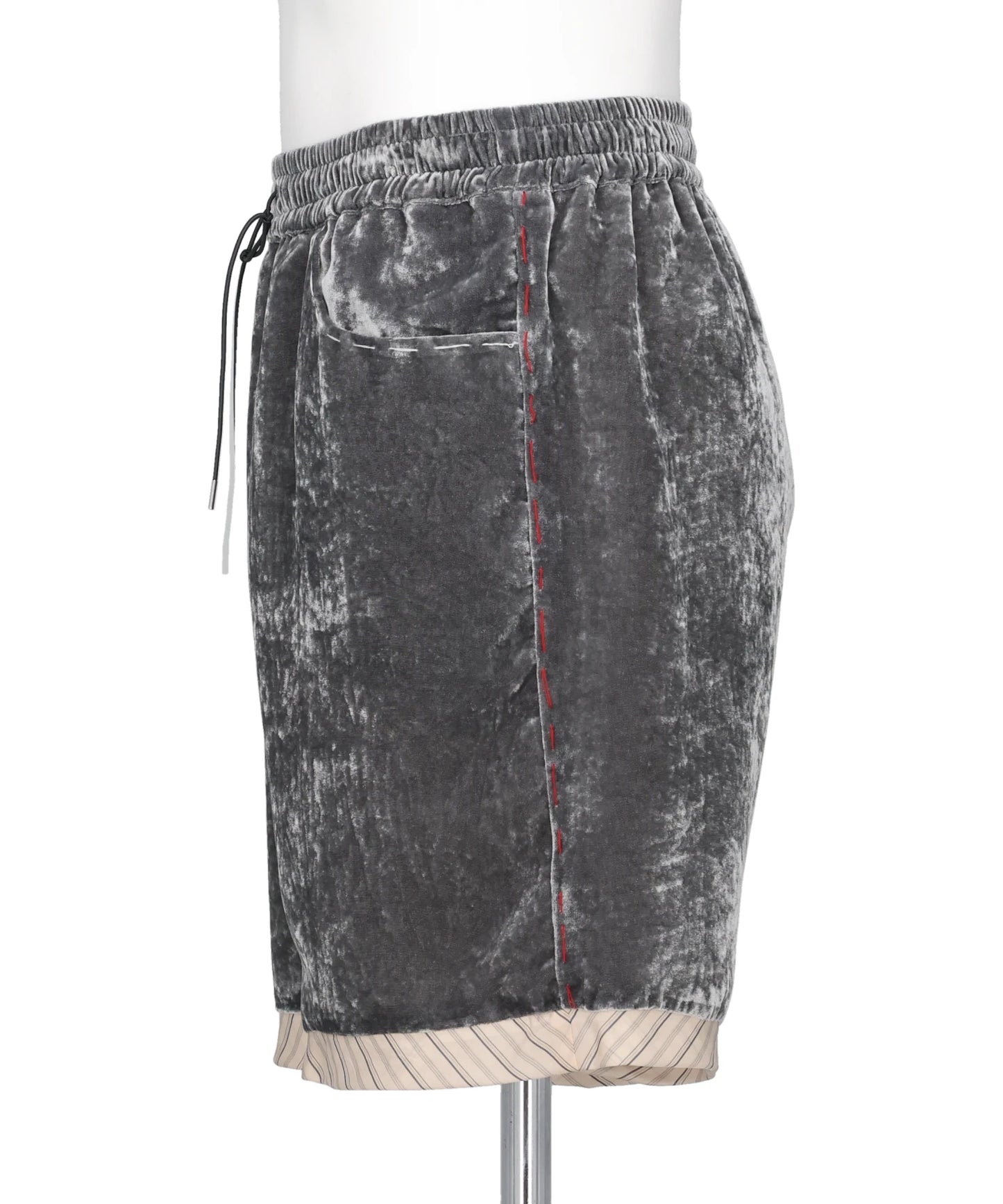 UNEVEN VELVET SHORTS