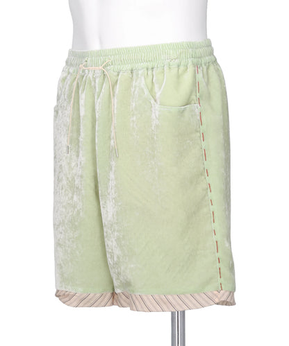 UNEVEN VELVET SHORTS