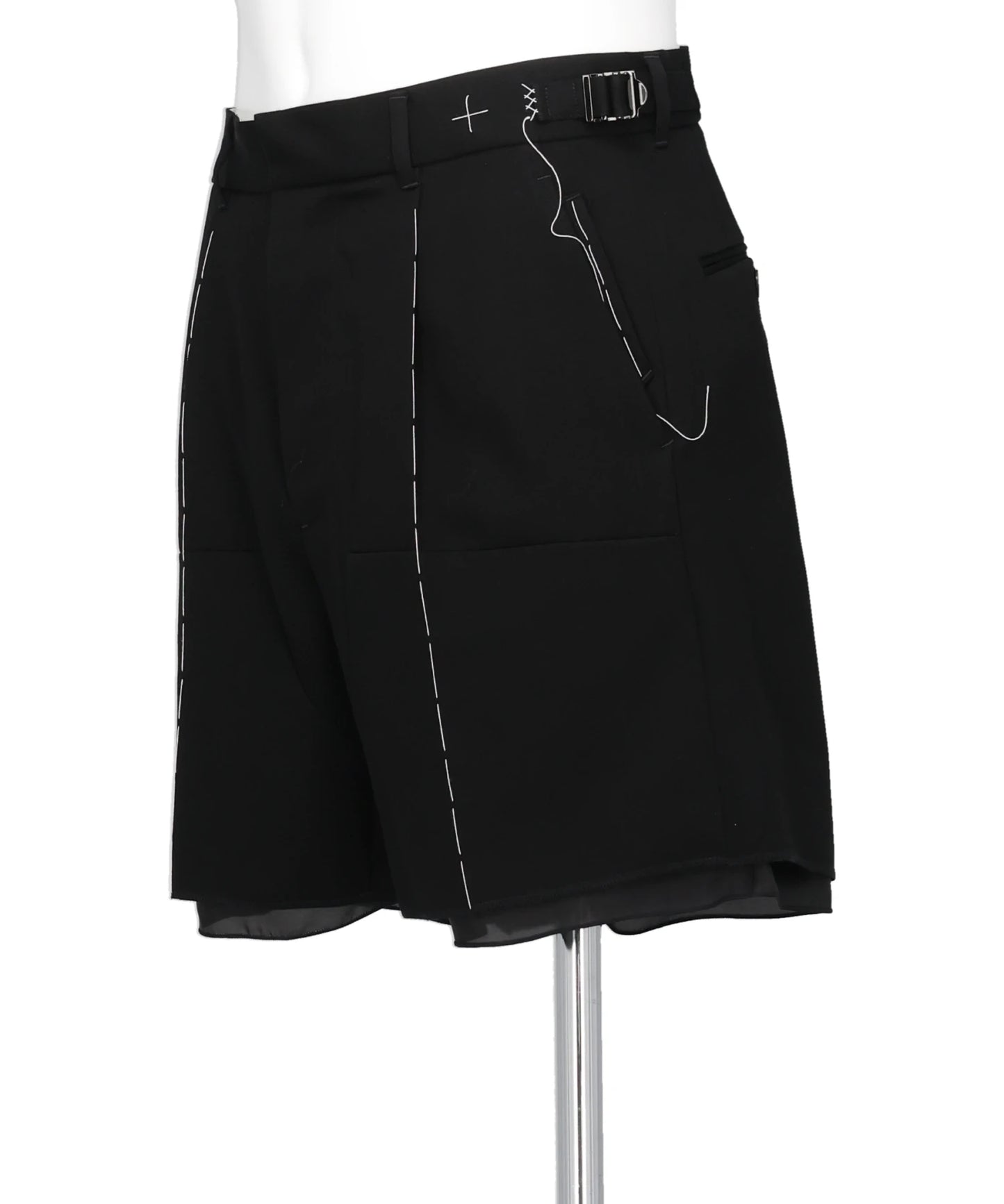 DOUBLE-KNEE LAYERED HALF SLACKS