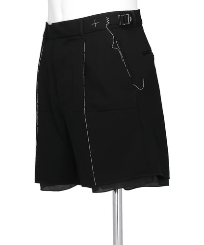 DOUBLE-KNEE LAYERED HALF SLACKS