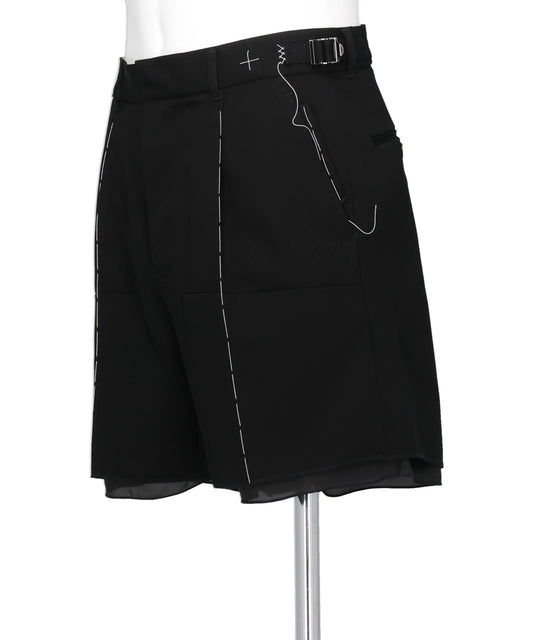 DOUBLE-KNEE LAYERED HALF SLACKS