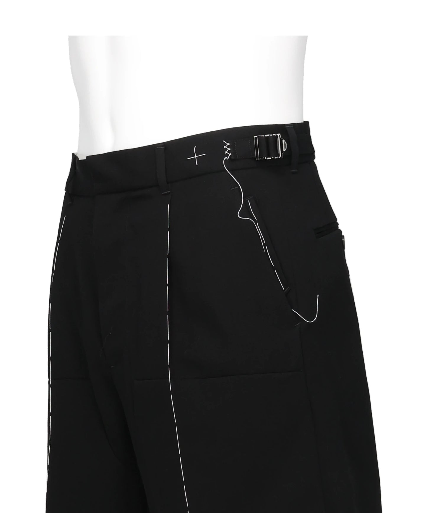 DOUBLE-KNEE LAYERED HALF SLACKS