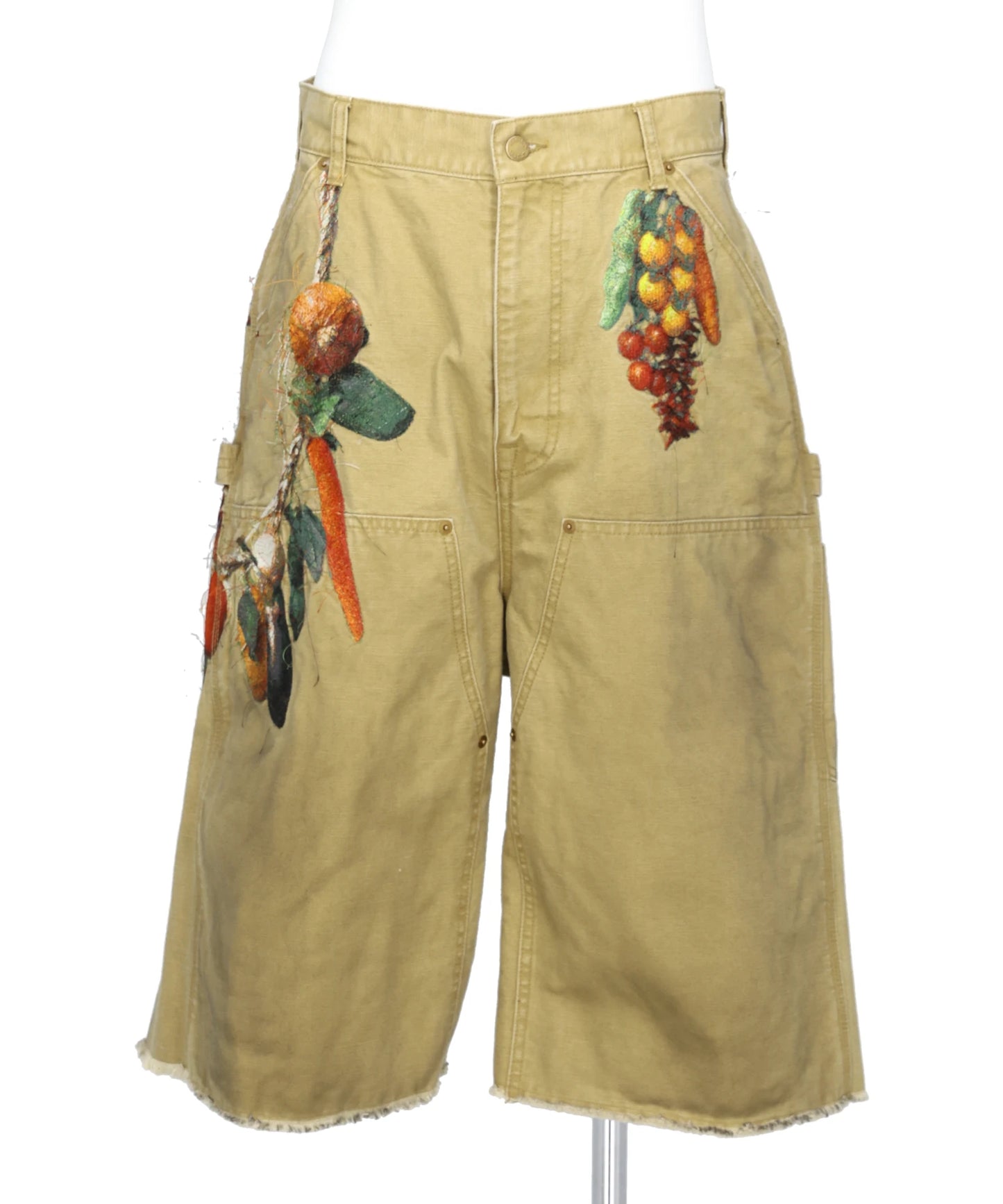VEGETABLE EMBROIDERY CUT-OFF PANTS