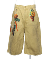 VEGETABLE EMBROIDERY CUT-OFF PANTS