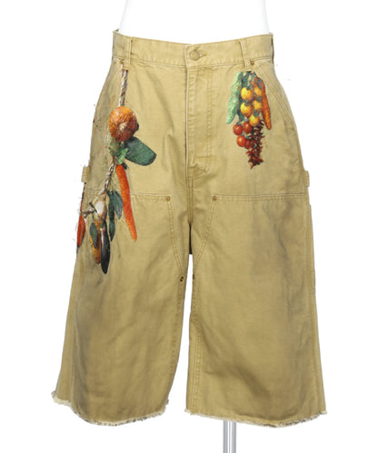 VEGETABLE EMBROIDERY CUT-OFF PANTS