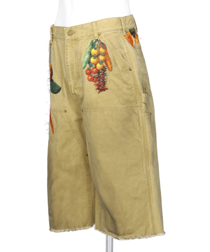 VEGETABLE EMBROIDERY CUT-OFF PANTS