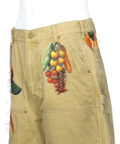 VEGETABLE EMBROIDERY CUT-OFF PANTS