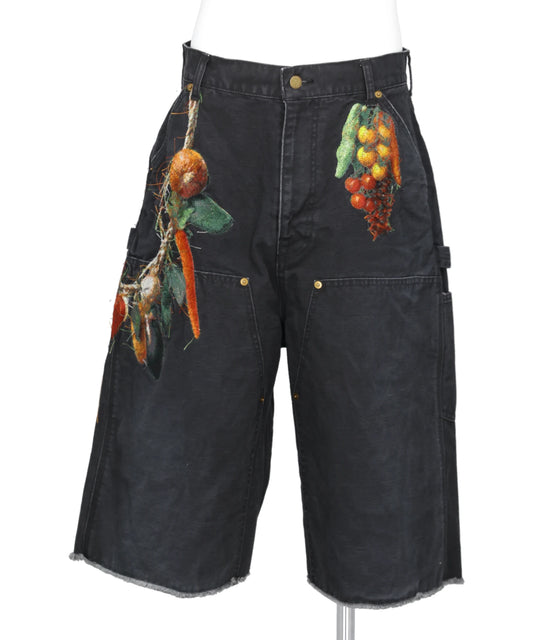 VEGETABLE EMBROIDERY CUT-OFF PANTS