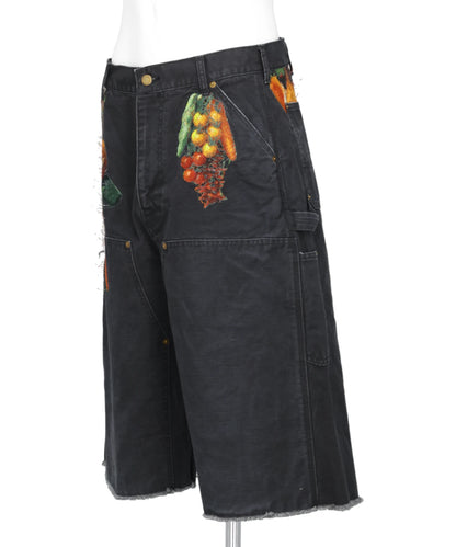 VEGETABLE EMBROIDERY CUT-OFF PANTS