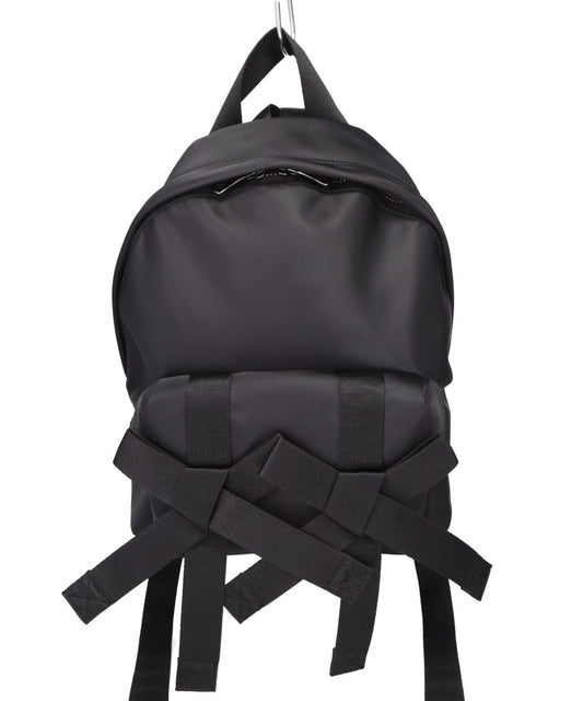 BOW FRONT BACKPACK W/ STRAP EMB - BLACK/PEARL