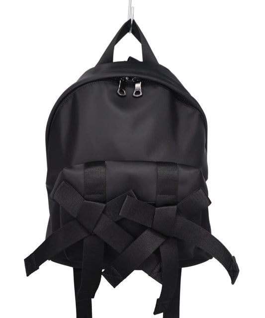 BOW FRONT BACKPACK W/ STRAP EMB - BLACK/JET