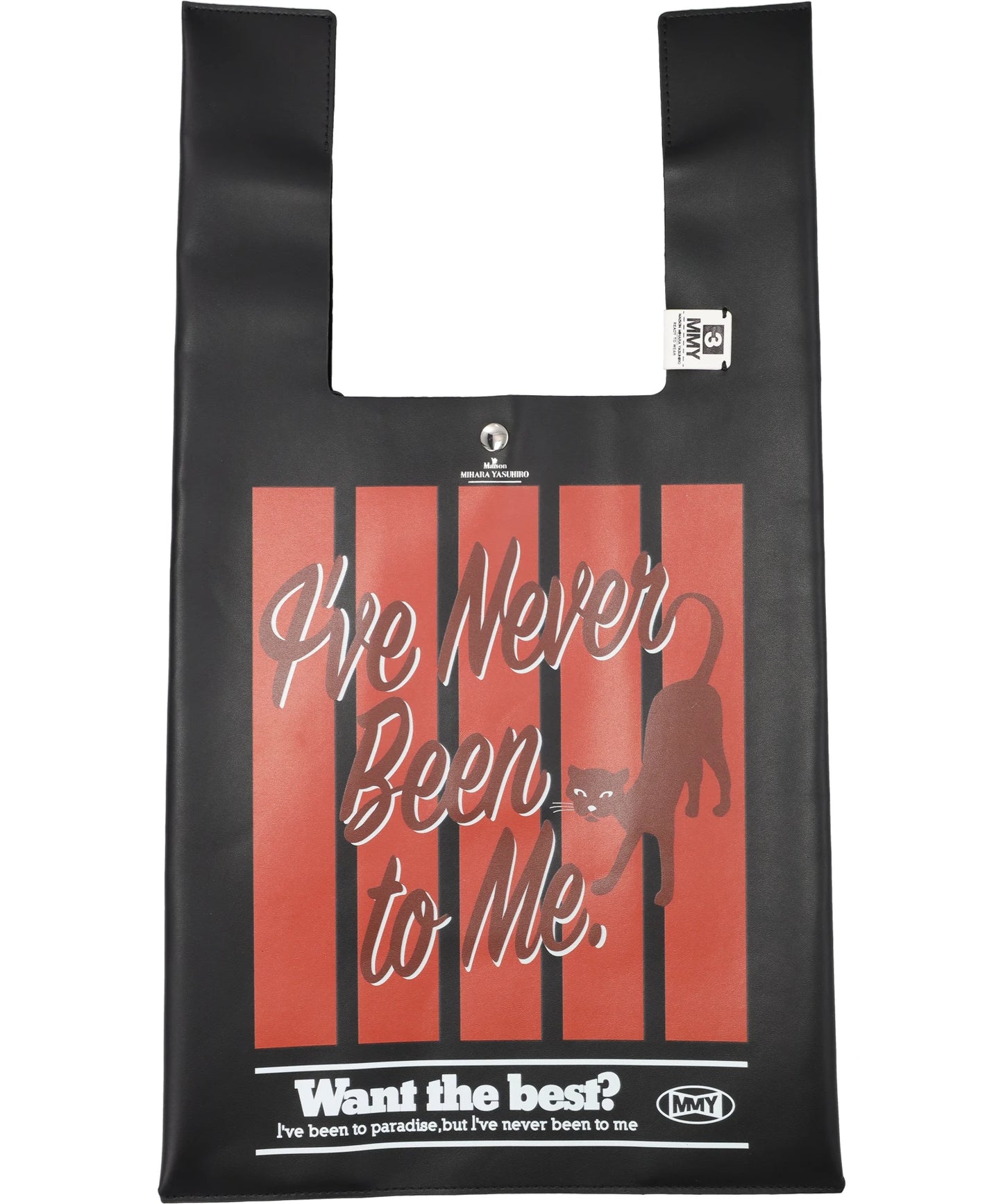 CAT PRINT LEATHER SHOPPING BAG