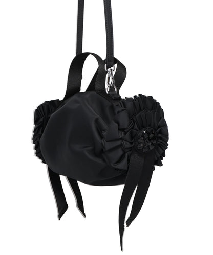 MINI DOUBLE RIBBON ROSETTE BAG W/ EMB