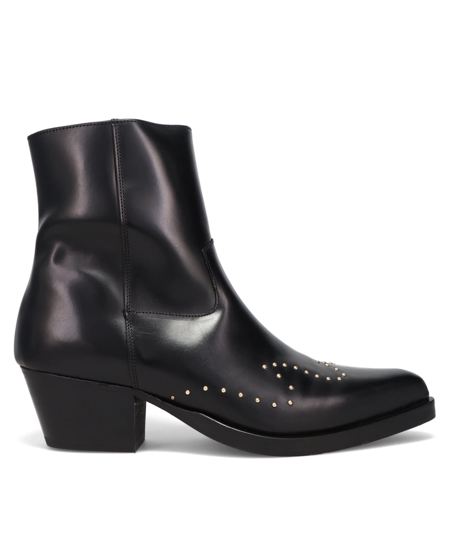 ERNEST W.BAKER GOLD SUDDED WESTERN BOOTS- BLACK W/ GOLD STUDS