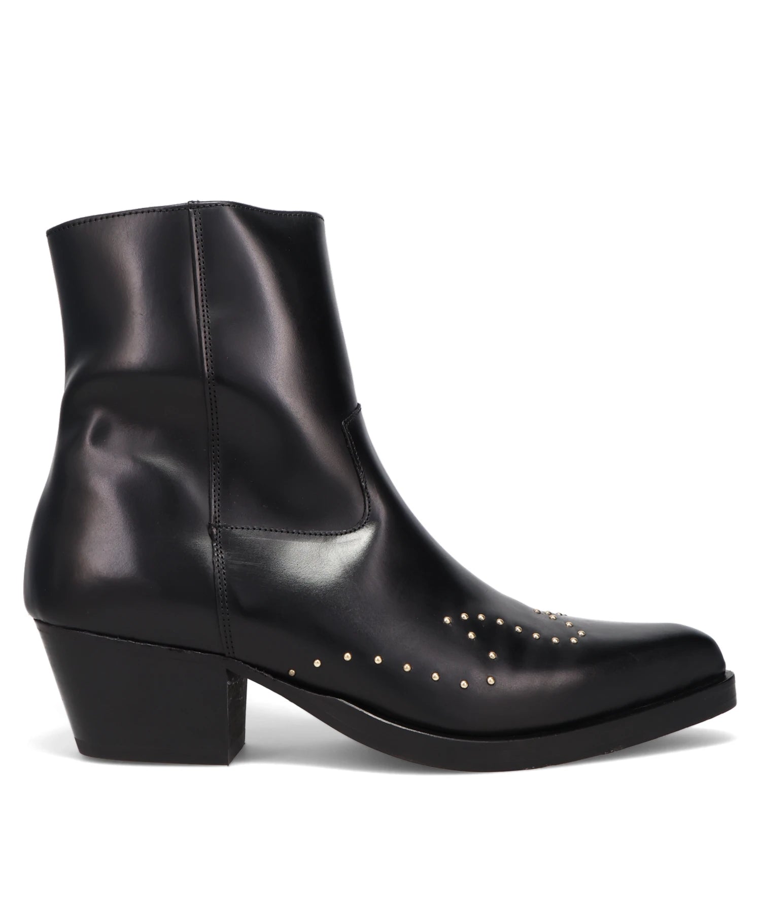 ERNEST W.BAKER GOLD SUDDED WESTERN BOOTS- BLACK W/ GOLD STUDS