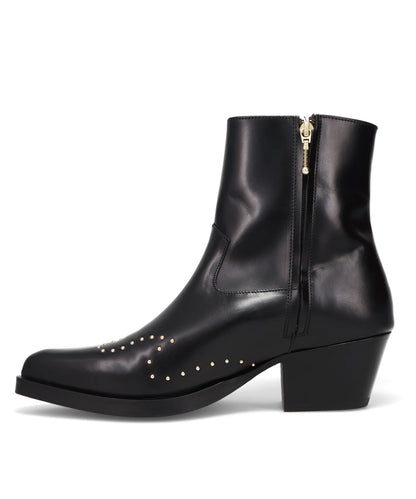 GOLD SUDDED WESTERN BOOTS- BLACK W/ GOLD STUDS