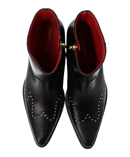 GOLD SUDDED WESTERN BOOTS- BLACK W/ GOLD STUDS