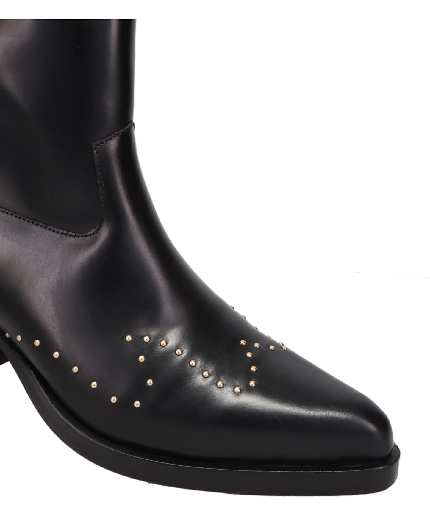 GOLD SUDDED WESTERN BOOTS- BLACK W/ GOLD STUDS