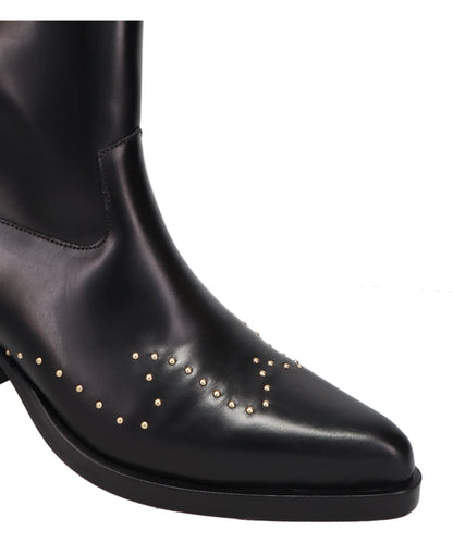 GOLD SUDDED WESTERN BOOTS- BLACK W/ GOLD STUDS