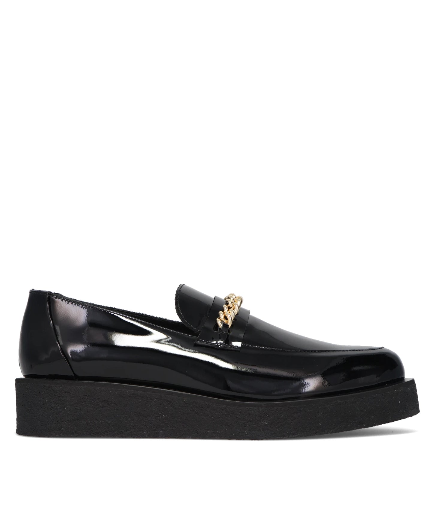 CHAIN CREEPER LOAFERS- BLACK PATENT LEATHER