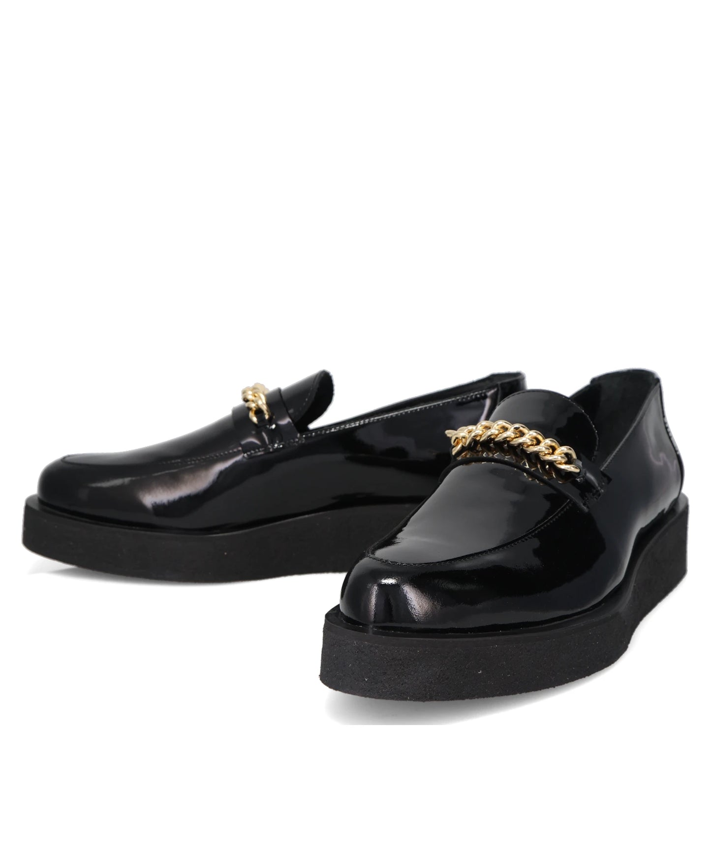 CHAIN CREEPER LOAFERS- BLACK PATENT LEATHER