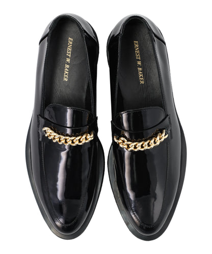 CHAIN CREEPER LOAFERS- BLACK PATENT LEATHER