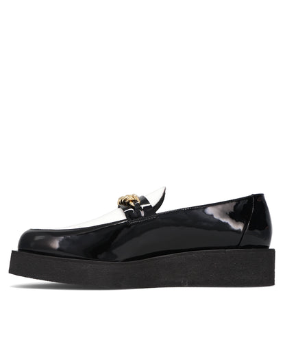 CHAIN CREEPER LOAFERS- BLACK & WHITE PATENT LEATHER