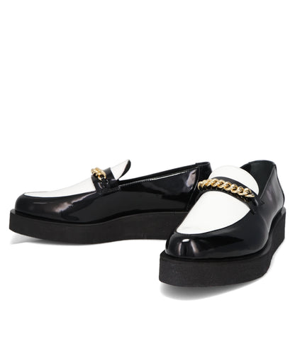CHAIN CREEPER LOAFERS- BLACK & WHITE PATENT LEATHER