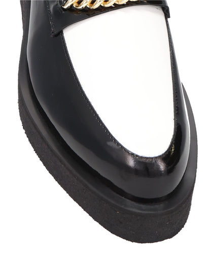 CHAIN CREEPER LOAFERS- BLACK & WHITE PATENT LEATHER
