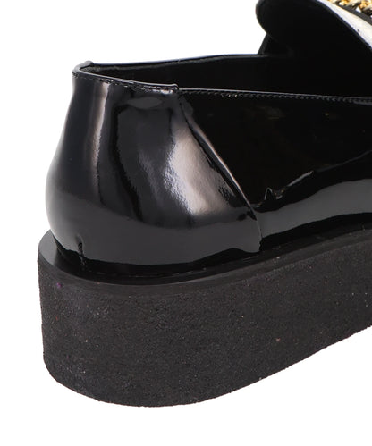 CHAIN CREEPER LOAFERS- BLACK & WHITE PATENT LEATHER