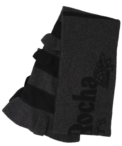 Simone Rocha RUFFLE DETAIL GRAPHIC LOGO KNIT SCARFW/ DAISY EMB