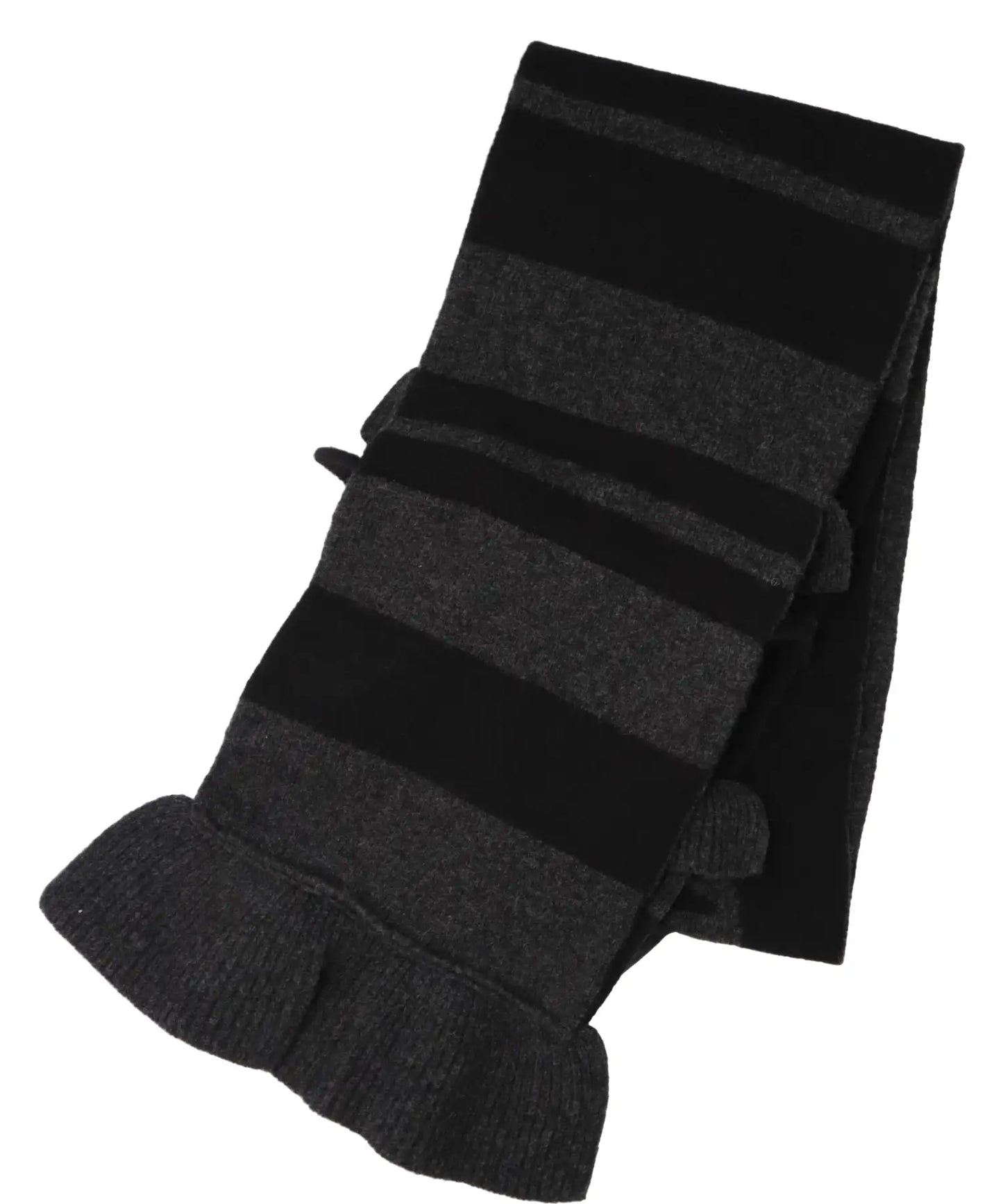 RUFFLE DETAIL GRAPHIC LOGO KNIT SCARFW/ DAISY EMB